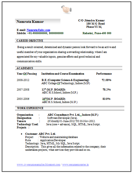 Sample science research resume